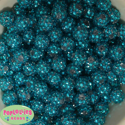 14mm Turquoise Rhinestone Bubblegum Beads