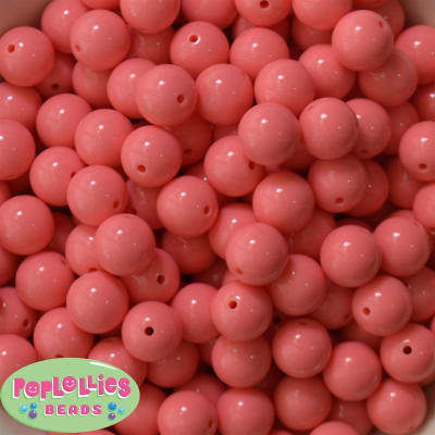 14mm Coral Solid Bubblegum Beads