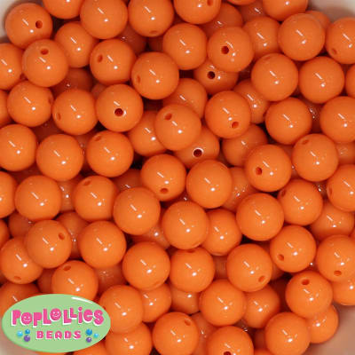 14mm Orange Solid Bubblegum Beads