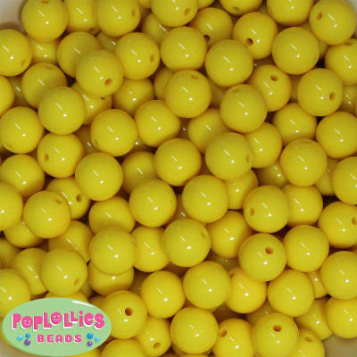 14mm Yellow Acrylic Bubblegum beads
