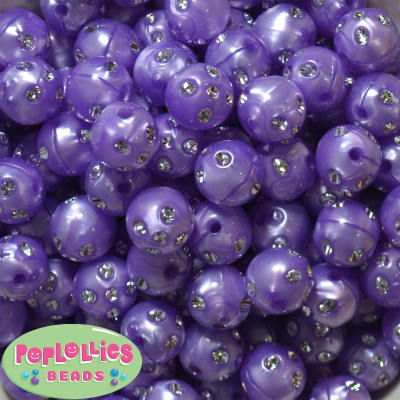 16mm Purple Bling Pearl Beads 20pc