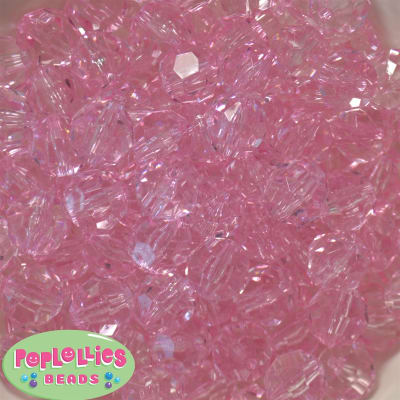 16mm Clear Pink Facet Beads 20pc