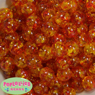 16mm Orange Clear Marble Style Acrylic Gumball Bead