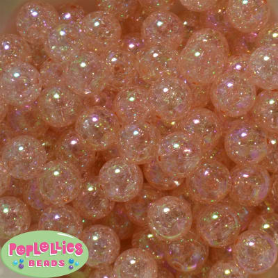 16mm Coral Crackle Acrylic Bubblegum Beads