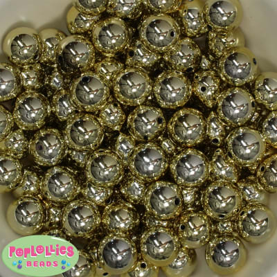 16mm Gold Mirror Bubblegum Beads