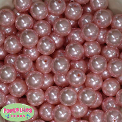 Bulk 16mm Baby Pink Pearl Beads 100pc