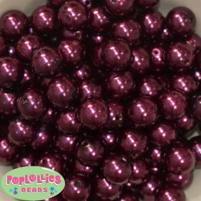 Bulk 16mm Burgundy Pearl Beads 100pc