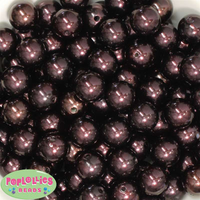 16mm Cocoa Brown Faux Acrylic  Pearl Bubblegum Beads Bulk