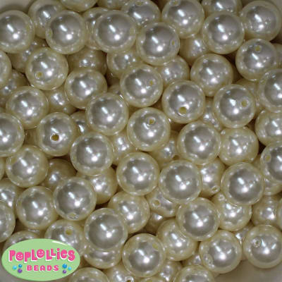 16mm Cream Faux Acrylic Pearl Bubblegum Beads Bulk