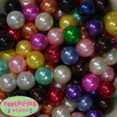16mm Mixed Colors Faux Acrylic Pearl Bubblegum Beads Bulk