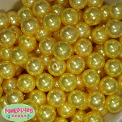 16mm Yellow Faux Acrylic Pearl Bubblegum Beads  Bulk
