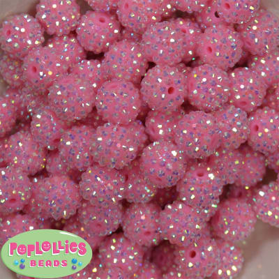 16mm Pink Rhinestone Beads 20 Pack