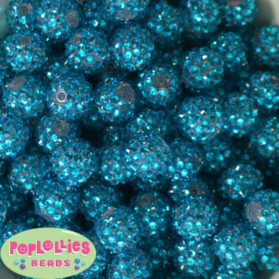 16mm Turquoise Rhinestone Beads 20 piece