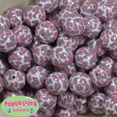 20mm Pink Camo Print Bubblegum Beads