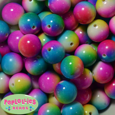 20mm Tie Dye Print Bubblegum Beads