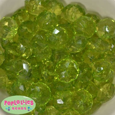 22mm Clear Lime Green Abacus Bubblegum Beads