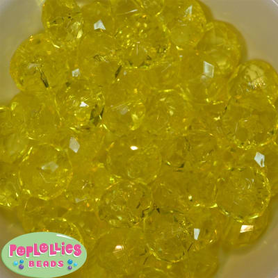 22mm Clear Yellow Abacus Bubblegum Beads