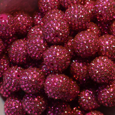 22mm Metallic Hot Pink Rhinestone Beads