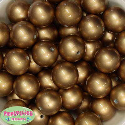 24mm Matte Gold Faux Pearl Bubblegum Beads Bulk