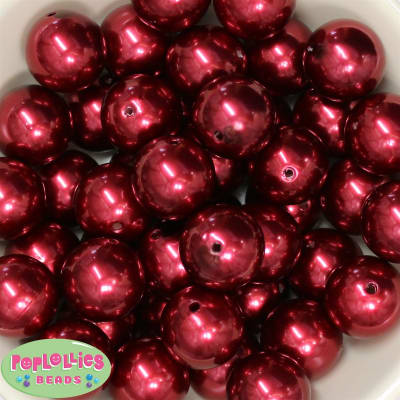 24mm Burgundy Faux Pearl Bubblegum Beads