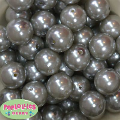 24mm Gray Acrylic Faux Pearl Bubblegum Beads Bulk