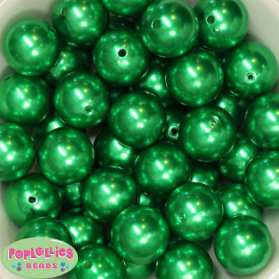 23mm Green Faux Pearl Bubblegum Beads Bulk