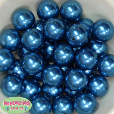 24mm Blue Faux Pearl Bubblegum Beads Bulk