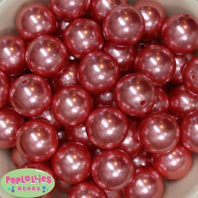 24mm Salmon Faux Pearl Bubblegum Beads Bulk