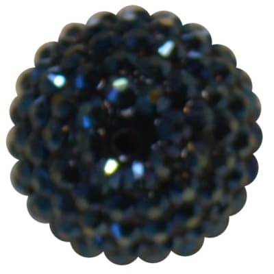 24mm Navy Blue Metallic Resin Rhinestone Bubblegum Beads
