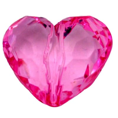 29mm Chunky Clear Pink Heart Bead