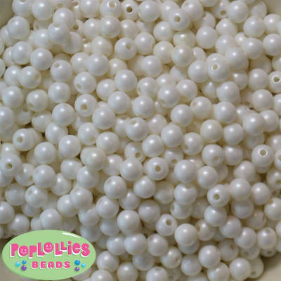 6mm Matte White Pearl Spacer Beads