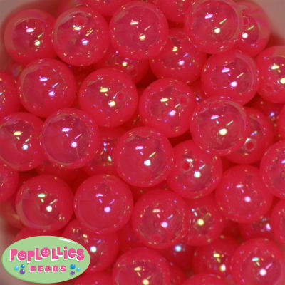 20mm Hot Pink Shiny AB Bubble Style Acrylic Gumball Bead