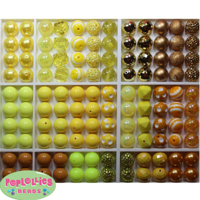 Bulk Mix of Yellow Bubblegum Beads 120pc