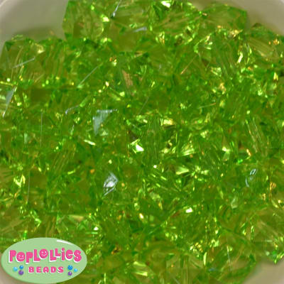 20mm Clear Lime Ice Cube Bubblegum Bead Bulk