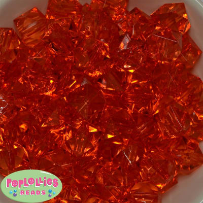 20mm Clear Orange Ice Cube Bubblegum Bead Bulk