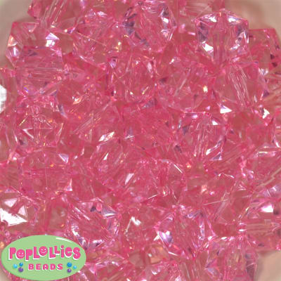 20mm Clear Pink Ice Cube Bubblegum Bead Bulk