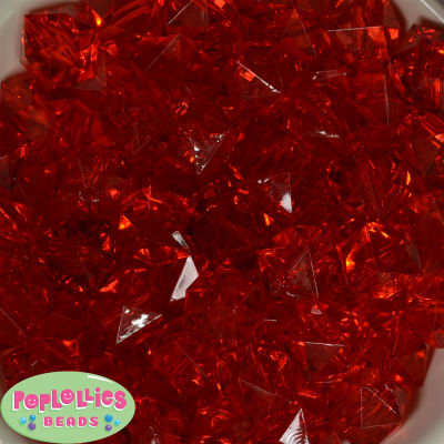 20mm Clear Red Ice Cube Bubblegum Bead Bulk