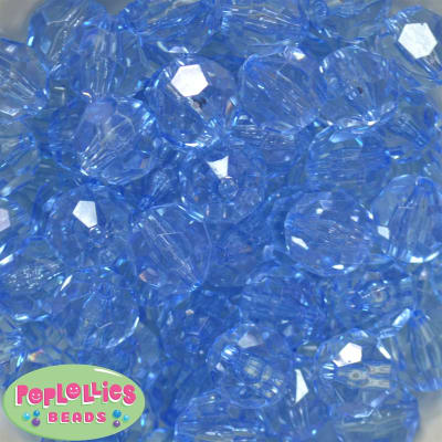 20mm Clear Blue Facet Bubblegum Beads