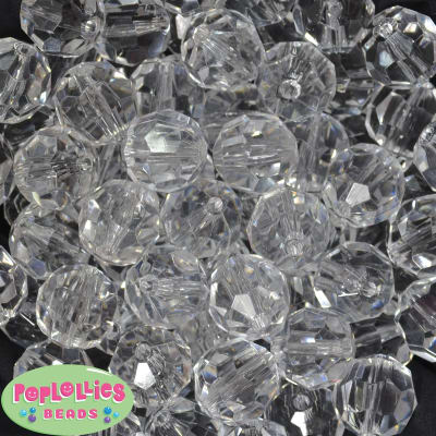 20mm Clear Facet Bubblegum Beads Bulk