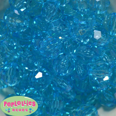 20mm Clear Cyan Blue Facet Bubblegum Beads Bulk