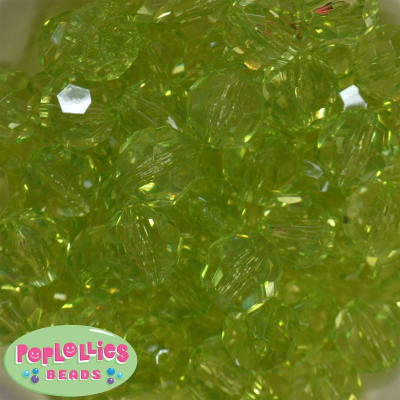 20mm Clear Lime Facet Bubblegum Beads Bulk
