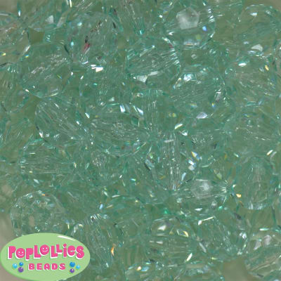 20mm Clear Mint Facet Bubblegum Beads Bulk