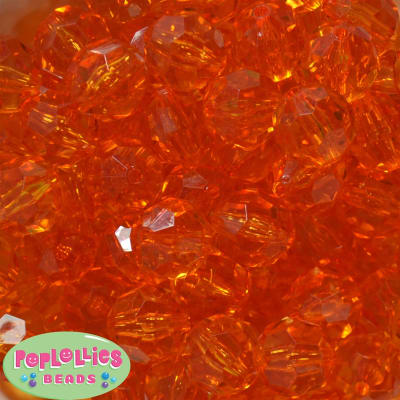 20mm Clear Orange Facet Bubblegum Beads Bulk