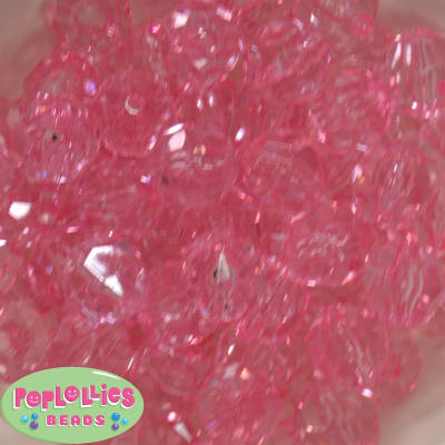 20mm Clear Pink Facet Bubblegum Beads Bulk
