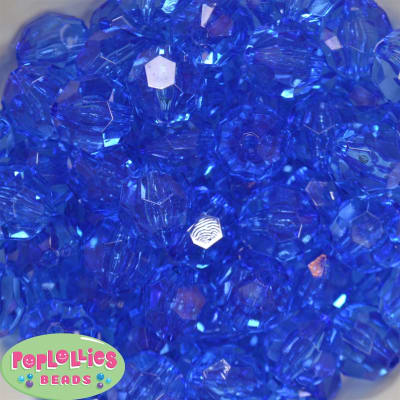 20mm Clear Royal Blue Facet Bubblegum Beads  Bulk