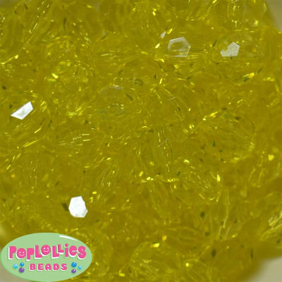 20mm Clear Yellow Facet Bubblegum Beads  Bulk