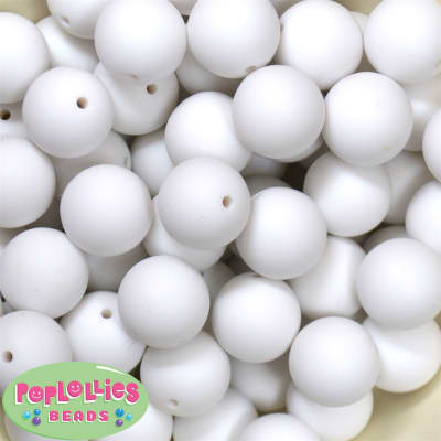 20mm White Chalk Style Acrylic Gumball Bead Bulk