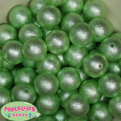 20mm Pastel Green Crinkle Faux Pearl Bubblegum Beads