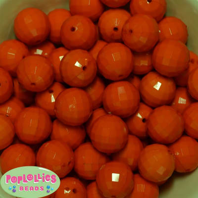 20mm Orange Disco Ball Bubblegum Beads Bulk