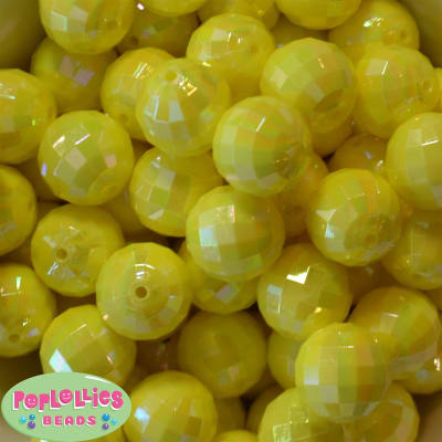 20mm Yellow Disco Ball Bubblegum Beads